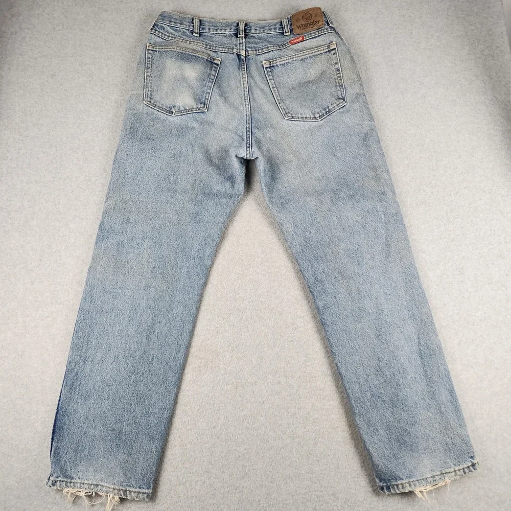 Wrangler Jeans Mens W34 Blue Denim Faded Workwear Medium Wash Boho Straight Leg